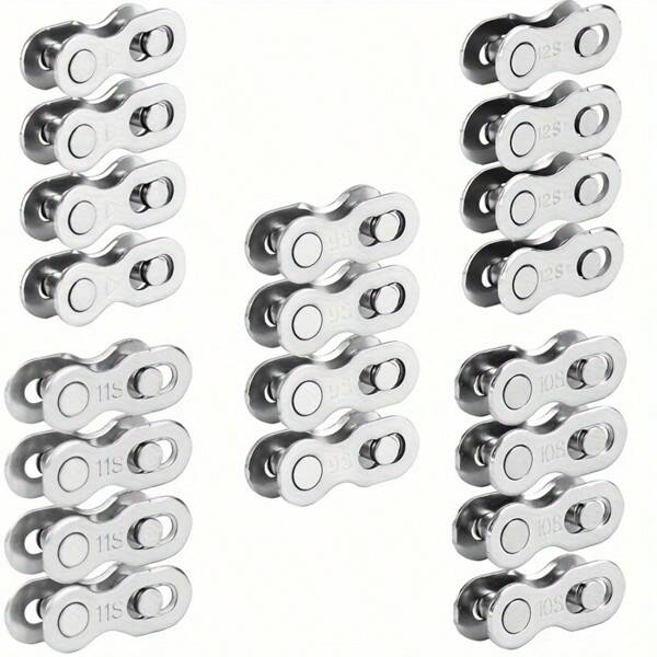 6pcs Reusable Bicycle Chain Quick Link For 1/6/7/8/9/10/11/12 Speed Chains, Steel Silver-Colored