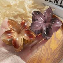3pcs/6pcs New Colorful Plumeria Hair Clips, Retro Floral Side Grab, Half Grab, Ponytail Claw Hair Accessories For Women Hair Jaw Clip Hair Clamps Hair Clutch Hair Catcher Clip