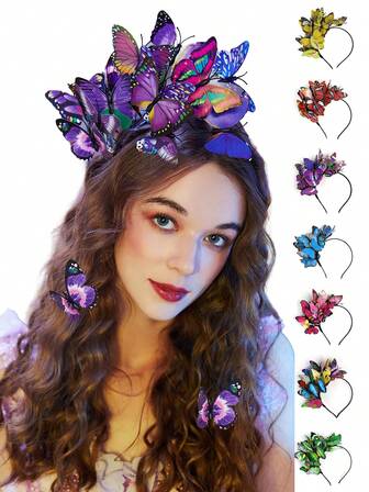 1pc Butterfly Fascinator Hats Monarch Butterfly Headband Crown Tea Party Kentucky Halloween Costume Headpiece