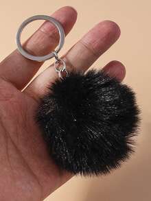 1pc Cute Faux Rabbit Tail Pom Pom Keychain, Unisex Commute Key Chain For Daily Wear Car Accessories Goth Y2k - Multicolor - View 11