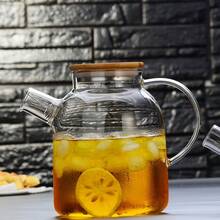 1pc Glass Teapot With Bamboo & Stainless Steel Lid, Large Capacity Cold Brew Tea Pot With Infuser, Suitable For Hot/Iced Tea Back To School - Multicolor - View 7