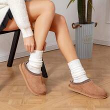 Local Delivery--Women's Slippers Fuzzy Cozy Short Ankle Shoes Indoor And Outdoor Mules Furry Warm House Slippers For Woman Cute Fluffy Clogs - 栗 - 查看 5