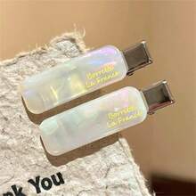 2 件时尚醋酸纤维侧刘海，鳄鱼发夹，优雅发饰，扁平爪夹，鳄鱼发夹，发夹，发夹，发夹 - 多色 - 查看 18