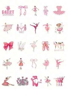 50 张粉色芭蕾女孩贴纸，适用于文具、笔记本、行李箱、笔记本电脑装饰贴纸，适合返校