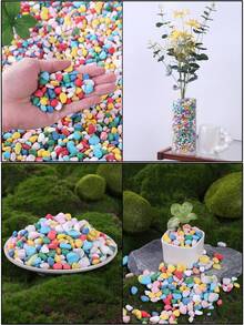 Multicolor Decorative Pebbles - 0.6-0.9 Cm | Artificial Rainbow Stones Suitable For Indoor Plants, Outdoor Landscaping And Holiday Decor (Red, Green, Blue, Yellow, Pink, Mixed Color) - Great For Patio, Potted Plants, Bathroom, Aquarium And Mini Landscape, Holiday Decor | Natural Appearance | Aesthetic, Garden Decoration
