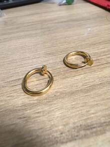 10 قطع/1 مجموعة أقراط قابلة للسحب من الفولاذ المقاوم للصدأ بدون ثقب، مطلية بالذهب/الفضة، أقراط حلقية كاذبة للنساء والفتيات، أربطة الأذن بدون ثقب