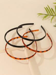 2个塑料齿防滑发箍，复古黑色玳瑁纹发爪，女士发饰，发带，发箍，头饰，女士头饰