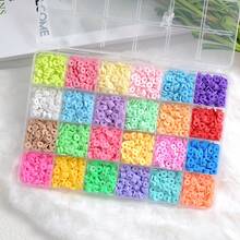 10/15/24 Cores Conjunto de Contas de Argila Polimérica Redonda Plana, Para Fazer Joias, Contas Espaçadoras de Argila Para Pulseira, Colar, Brinco DIY, Inclui Contas com Alfabeto, Adequado Para Crianças e Adultos - Multicolorido - Visão 3