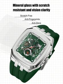 REWARD 男士石英表商务时尚计时日历夜光指针多功能男士腕表高品质礼物经典设计硅胶表带 - 綠色 - 查看 10