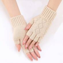 1 Pair Of Multi-Color Rhombus Hollow Split Finger Arm Sleeve Autumn And Winter Female Knitted Wool Warm Wrist Protection Fashion Finger Sleeve