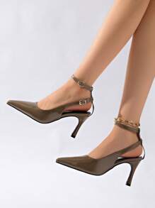 2025 Summer New Patent Leather Women's Sandals, Pointed Toe High Heel Sexy Nightclub Strap Slippers, All-Match Party Shoes