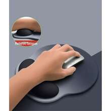 腕带鼠标垫，腕部保护，符合人体工程学的电脑腕托鼠标垫 - 记忆海绵腕托鼠标垫，用于工作、设计、游戏、编程、宿舍必需品、办公桌配件、送给男朋友的礼物、返校