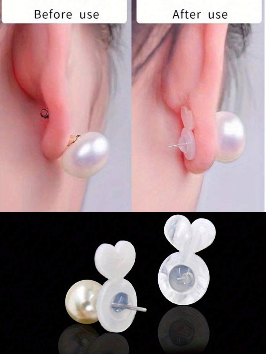 10/30/50pcs Heart Silicone Earring Backs For Heavy Earrings,Invisible Lift Support Pads For Droop-Free Ear Lobe,Secure Earring Lifters For Studs & Danglers - Ear Plug - View 1