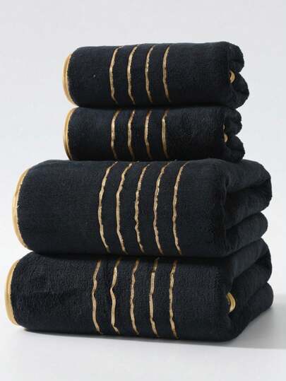 1/2 lyxiga guldkantade guldtrådade korallfleece supermjuka extra stora badhanddukar, snabbtorkande, fäller inte, bastuhandduk, högabsorberande, supermjuka (lätt och tunna) kompakta presenthanddukar, bästa presenten till partners duschhanddukar för skönhetssalong, hotellsport, heminredning, handduk, hudvård