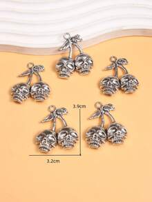 5pcs Silver-Plated Punk Style Skeleton Pendant DIY Charm Jewelry Craft, Halloween M601 - Silver - View 21