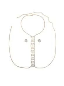 1 Set de joyería corporal para mujeres, que incluye aretes con gemas artificiales blancas incrustadas, accesorios elegantes, encantadores y sexys para fiestas de verano en la playa, discoteca o eventos