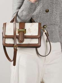 Vintage Large Capacity Tote Bag, Luxury PU Crossbody Bag, Women's Classic Casual Handbag & Shoulder Purse