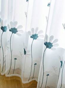 1 Peça Painel de Cortina, Tecido Jacquard Moderno Transparente para Janela da Sala de Estar