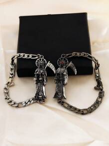 Pulsera de la Santa Muerte, joyería religiosa clásica, regalo navideño, adecuado tanto para hombres como para mujeres