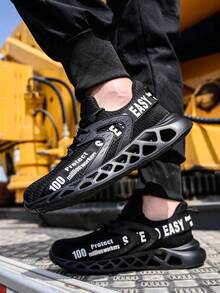 UMBURLLY Men's Steel Toe Safety Shoes, Anti-Smash Anti-Pierce Breathable Upper, Soft Sole, Suitable For Construction, Factory, Workshop