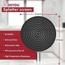 New  Silicone Splatter Screen For Frying Pan Suitable For 13" Pans, Multi-Use Grease Splatter Guard Heat Ristant To Hot Oil Food Safety Oil Splash Guard - Black - View 2
