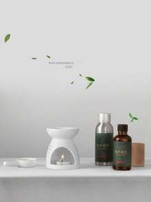 1 biały ceramiczny zestaw do topienia wosku (1 świecznik + 1 miarka do świec) z uchwytem na podgrzewacze | Kominek do olejków eterycznych | Dyfuzor do świec aromaterapeutycznych z miarką do świec, świecznik aromaterapeutyczny, ceramiczny kominek aromaterapeutyczny, uchwyt na herbatę, podgrzewacz do olejków aromaterapeutycznych, kominek do świec do jogi, kominek do herbaty i kawy na sucho do domu, impreza walentynkowa, sezonowa, świąteczna, dekoracja pokoju, wystrój domu, prezent świąteczny i dekoracja świąteczna