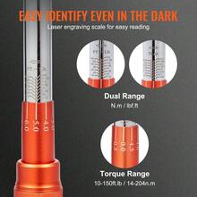 1/2" Drive Click Torque Wrench 10-150ft.Lb 14-204n.M Adjustable Dual-Direction High Precision Mechanical Tool 72-Tooth Ratchet - Multicolor - View 5