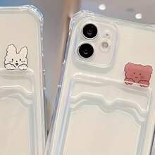 Funda protectora transparente para teléfono con diseño de oso y conejo para Apple, juego de 2 piezas - Imagen principal - Ver 6