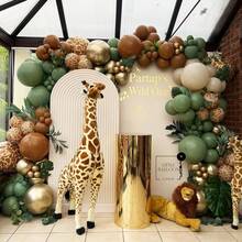 Set de corona de globos verde salvia y marrón, arco de globos de vida silvestre en verde oliva y dorado, globos con estampado animal, globos color camuflaje del bosque verde militar, marrón oscuro, café y nude para decoración de baby shower, cumpleaños de verano con temática de la selva - Colores mixtos - Ver 5