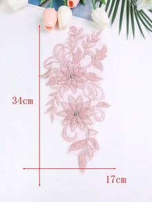 Colorful Options Mesh Embroidery Rhinestone Crystal Beaded 3D Flower Applique DIY Garment Accessories, For Wedding Dress Decorations - Multicolor - View 19
