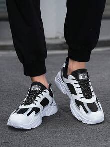 زوج جديد من الأحذية الرياضية الكاجوال للرجال، من نسيج تريكو مريح وقابل للتنفس ، بنعل سميك وأربطة وتصميم أصابع مستديرة، أحذية رياضية سميكة للأزواج، متعددة الاستخدامات لداخل وخارج المنزل، لجميع الفصول - متعدد الألوان - مشاهدة 11