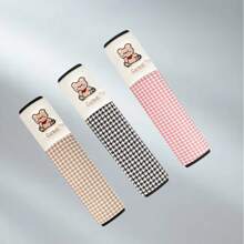 2pcs 25cm Car Seat Belt Shoulder Pad Cover - Embroidered Cute Teddy Bears, Soft Universal Car Accessories