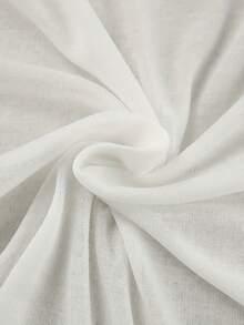 A Set Of Plain-Colored Semi-Transparent Fabric V-Neck Lace Long-Sleeved, Waist-Tied Straight-Leg Pants For Home Pajamas - 白色 - 查看 4