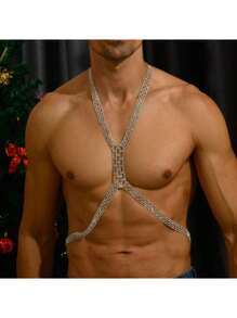 Sexy Lingerie Accessories,Sexy Body Chain For Women, Men & Crossdressers – Acrylic European And American Men, Women And Transgender People Body Chain, Summer Beach Bikini Green Rhinestone Chest Chain, Sexy And Luxurious Crystal Bra Chain For Nightclub Parties, Men.