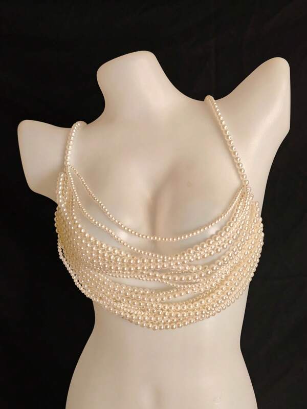 Sexy Lingerie Sexy Body Chain For Women, Men & Crossdressers – Acrylic, Crystal, Sequins Chest Harness,Pear Sexy Bra Hollow-Out Pendant Vest, Hot Girl Bra Accessories For Nightclubs, Parties, Hotels, Carnivals, Couples
