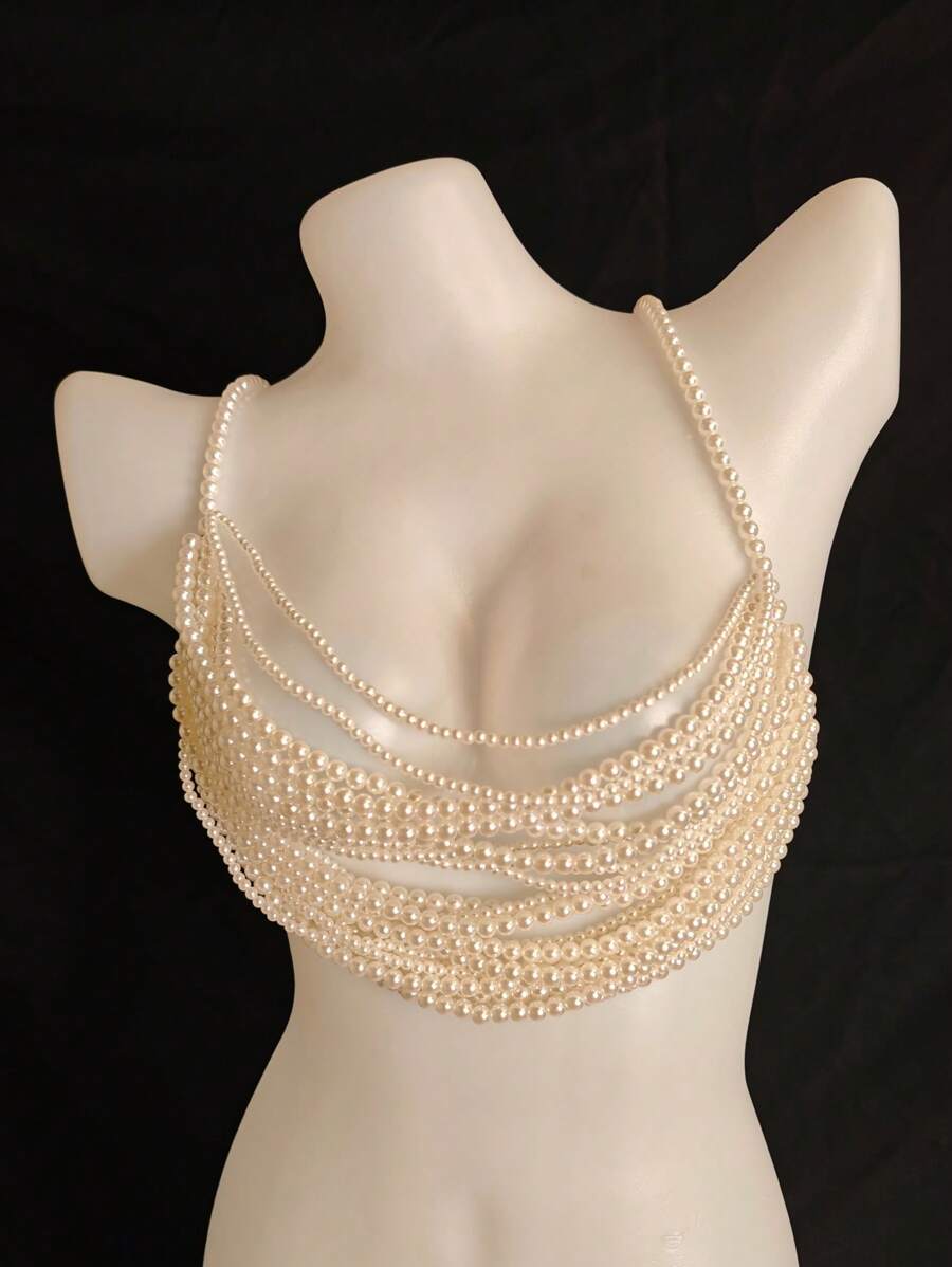 Sexy Lingerie Sexy Body Chain For Women, Men & Crossdressers – Acrylic, Crystal, Sequins Chest Harness,Pear Sexy Bra Hollow-Out Pendant Vest, Hot Girl Bra Accessories For Nightclubs, Parties, Hotels, Carnivals, Couples