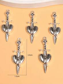 5pcs Silver-Plated Punk Style Skeleton Pendant DIY Charm Jewelry Craft, Halloween M601 - Silver - View 10