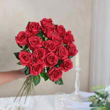 1/2/5/10PCS Artificial Rose Bouquet, Plastic Floral Silk Cloth Bouquet, Birthday Party Decoration, Wedding Flower Basket, Bride Holding Flowers, Home Decoration, Dining Room, Bedroom, Windowsill, Vase Decoration, Valentine's Day Gift, New Year Outdoor Garden, Start Of School Season