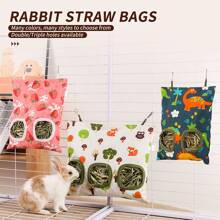 ITANDME Heu-Futterbeutel für Kaninchen mit drei/zwei Löchern, bissfest, Heu-Halter für Meerschweinchen - Große Kapazität & Leicht zu reinigen - Süße Formen kleintier-Futterbeutel für Meerschweinchen, Kaninchen, Chinchillas