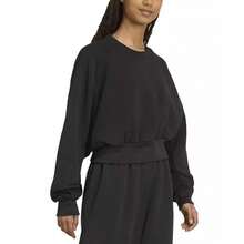 Adidas Sudadera de cuello redondo relajada y suave para mujer - Negro - Ver 3