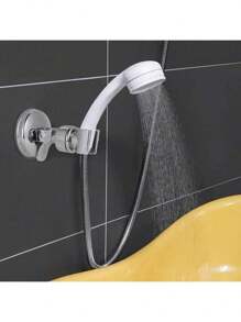 1 pièce Support ajustable pour pomme de douche, support mural de salle de bain en chrome avec forte ventouse, support universel monté au mur pour pomme de douche à main, sans perçage requis