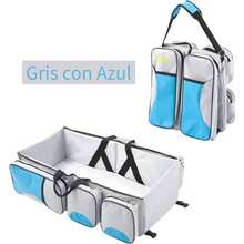 cuna, transportadora y maletera para bebé, tiene 4 funciones - GRIS/AZUL - Ver 1