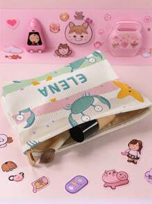 1pc Customized Name Corduroy Toiletry Bag, Ideal For Storing Toiletries When Traveling, Can Be Customized With Your Unique Design, Very Suitable For Children And Teenagers, Print Your Own Name Or Gift It To Your Sister/Classmates By Printing Their Names