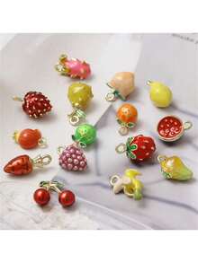 5/10 件迷你水果吊饰（葡萄、桃子、石榴、香蕉、樱桃）DIY 珠宝制作配件 - 彩色 - 查看 35