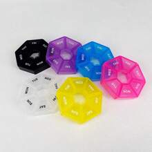 One Week 7 Corner Medicine Box Round 7-Grid Carry One Week Small Medicine Box Mini 7-Day Portable Medicine Jewelry Box - Multicolor - View 5