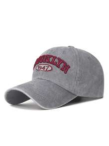 Gorra de béisbol con bordado de letras 'Brooklyn 1947' con efecto desgastado vintage, gorra snapback versátil y casual unisex, de talla ajustable, apta para todas las estaciones