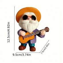 1 pièce Figurine d'un vieillard jouant de la guitare dans un jardin, élément de décoration artistique pour créer une scène miniature sonore, un beau cadeau