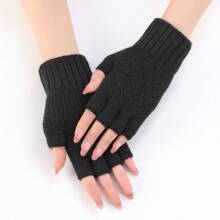 1 Pair Of Multi-Color Rhombus Hollow Split Finger Arm Sleeve Autumn And Winter Female Knitted Wool Warm Wrist Protection Fashion Finger Sleeve