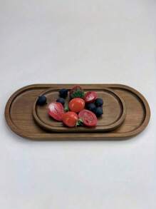 1pc Wooden Tray, Dinner Plate, Multi-Purpose Serving Platter, Suitable For Home, Restaurant And Party Use, Breakfast Tray, Cake Tray, Bread Tray, Kitchen Tray, Tea Set Tray,Kitchen,Christmas Gift - Brown - View 6