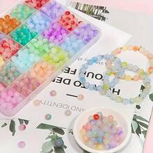 360 Pcs 8mm Multicolor Glass Beads For Jewelry Making Bead Kit Set With Organizer Beads For Bracelets Necklaces Earrings Crafts Making Handmade DIY Spacer Beads (Random Colors Matching) - Gradient - View 3